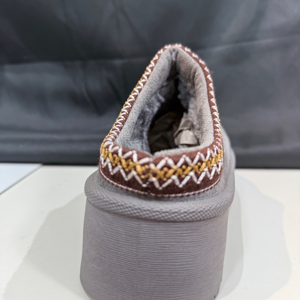 GRAY FUR PLATFORM SLIPPERS - Picture 7 of 8